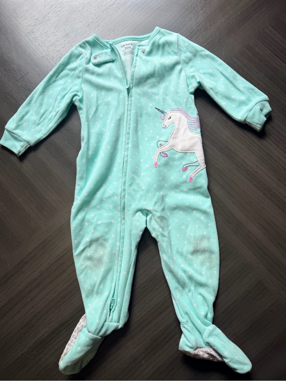 Carter's Mint Green Unicorn Footed One-Piece